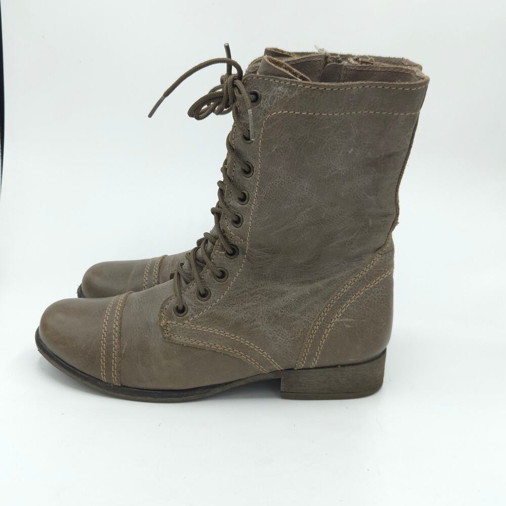 Steve Madden Women's Size 7.5 Troopa combat Boots Distressed Brown Leather - Picture 2 of 12